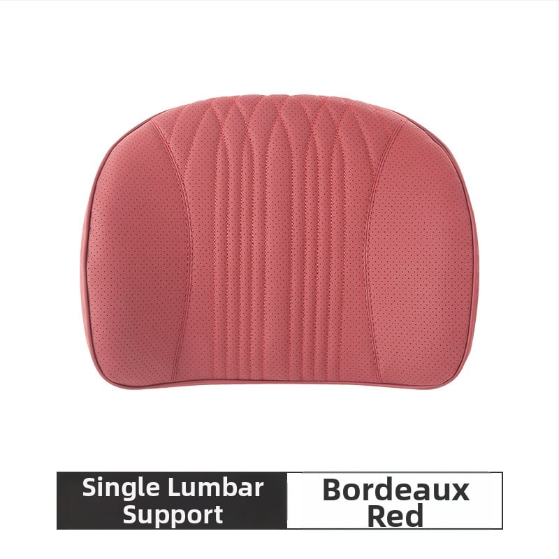 Подглавник за кола с лумбална опора, памет-пяна, изкуствена кожа, райета, универсална съвместимост SYZ