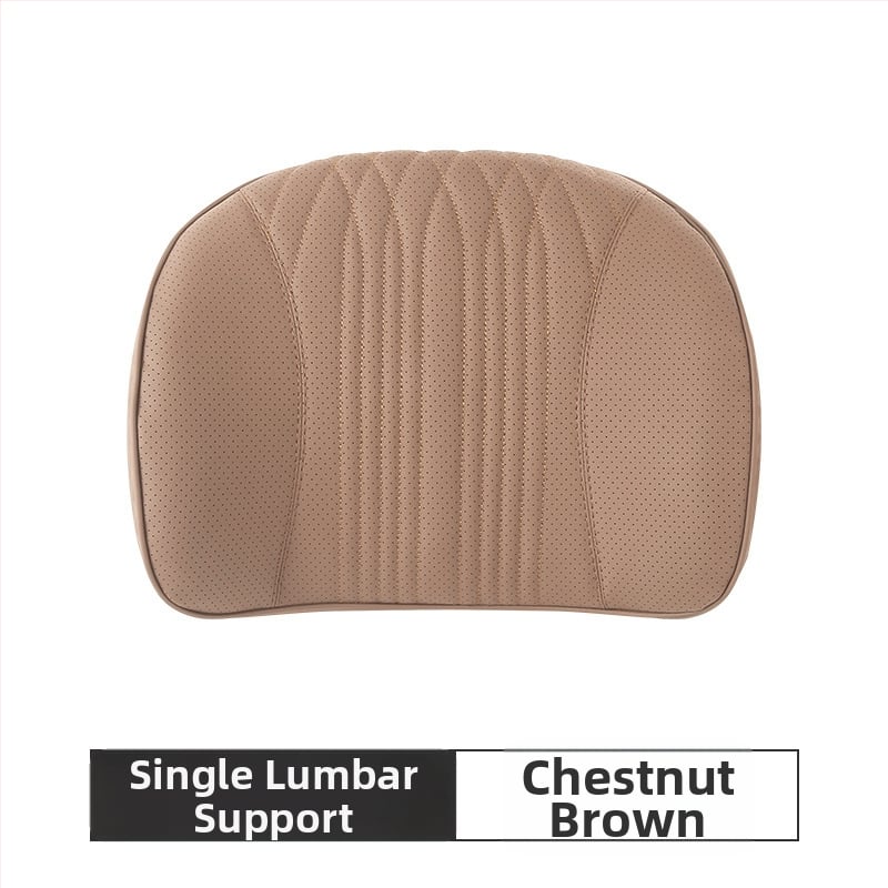 Подглавник за кола с лумбална опора, памет-пяна, изкуствена кожа, райета, универсална съвместимост SYZ