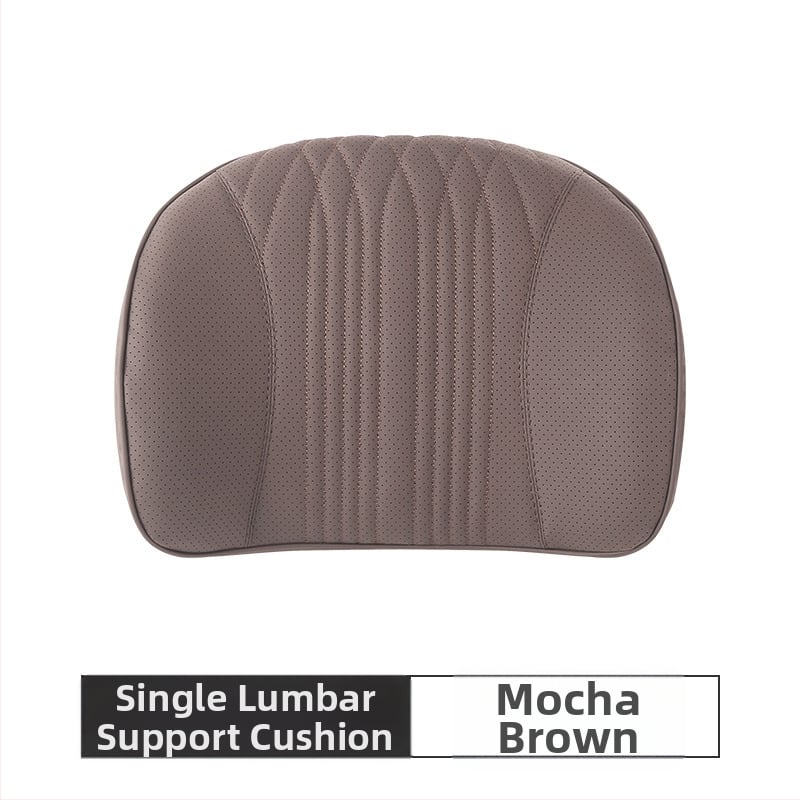 Подглавник за кола с лумбална опора, памет-пяна, изкуствена кожа, райета, универсална съвместимост SYZ