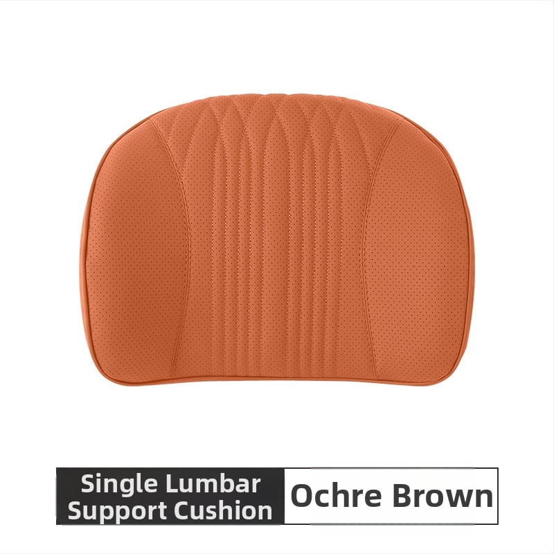 Подглавник за кола с лумбална опора, памет-пяна, изкуствена кожа, райета, универсална съвместимост SYZ