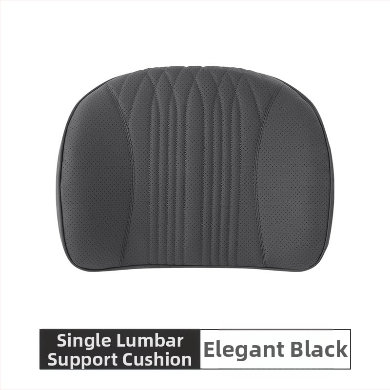 Подглавник за кола с лумбална опора, памет-пяна, изкуствена кожа, райета, универсална съвместимост SYZ