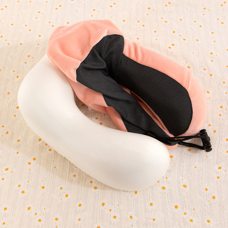 U-образна възглавница за шия с паметна пяна за бизнес пътувания, плат Crystal Velvet, за възрастни