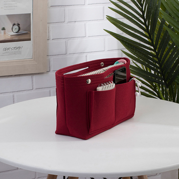 Organizator cosmetic pentru geantă – fetru plușat, unicolor, căptușeală din bumbac, respirabil și antibacterian