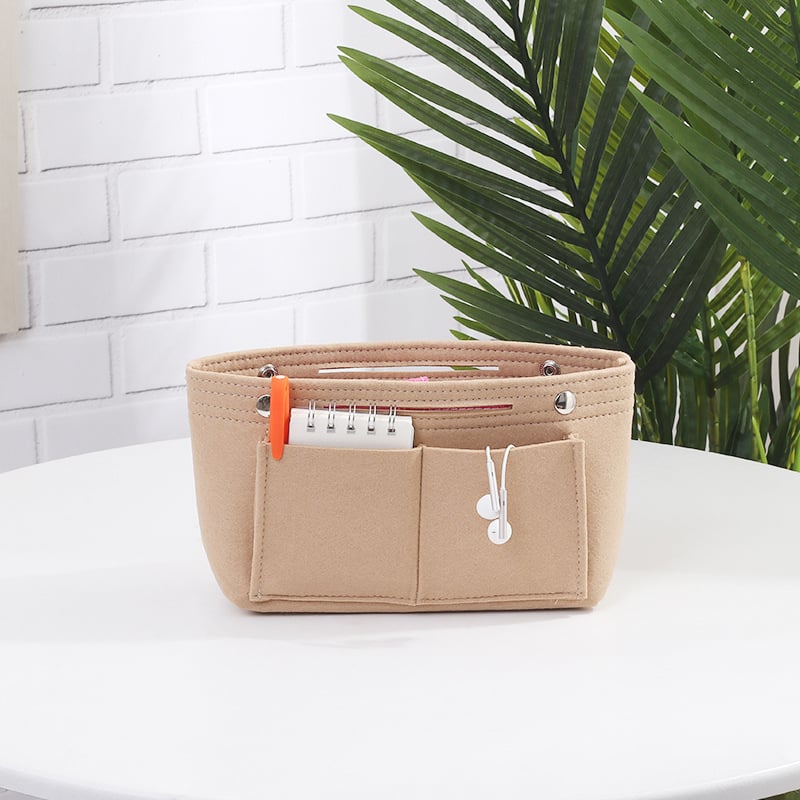 Organizator cosmetic pentru geantă – fetru plușat, unicolor, căptușeală din bumbac, respirabil și antibacterian