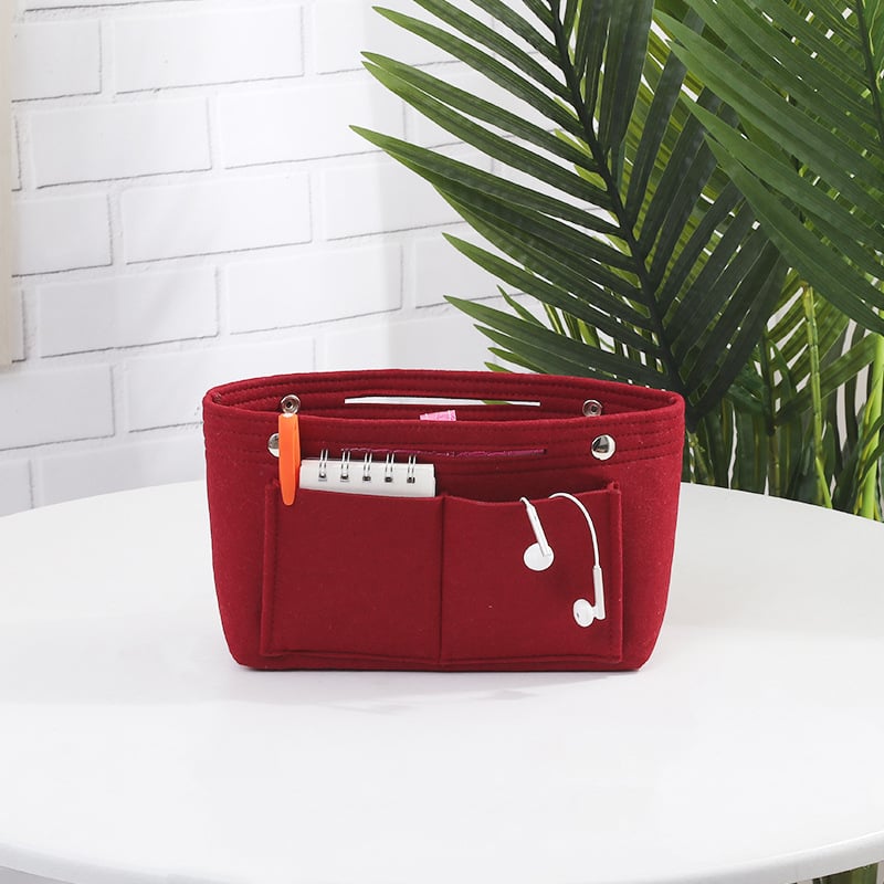 Organizator cosmetic pentru geantă – fetru plușat, unicolor, căptușeală din bumbac, respirabil și antibacterian