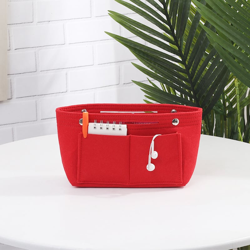 Organizator cosmetic pentru geantă – fetru plușat, unicolor, căptușeală din bumbac, respirabil și antibacterian