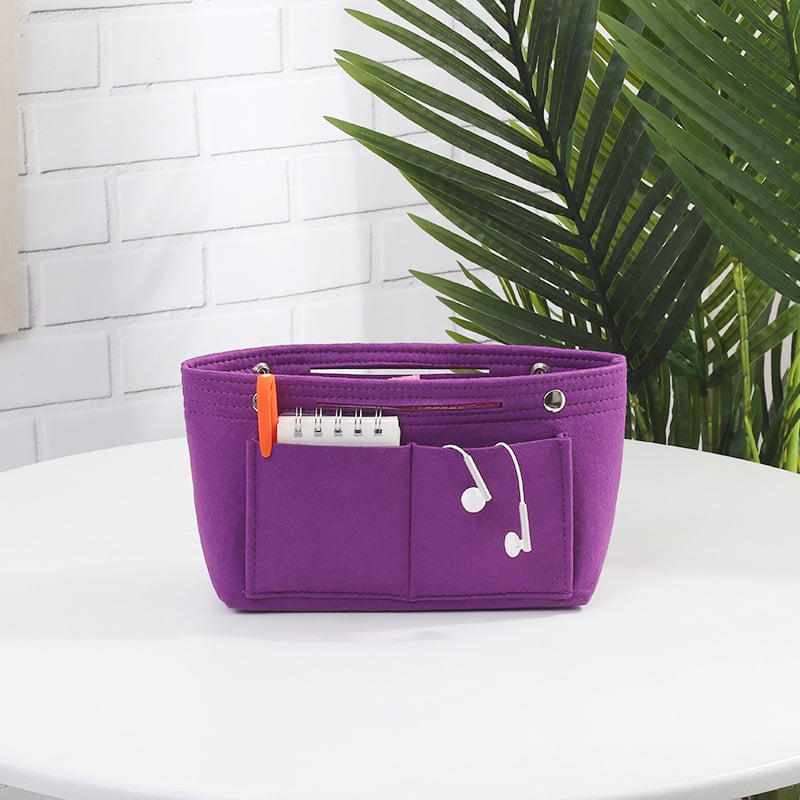 Organizator cosmetic pentru geantă – fetru plușat, unicolor, căptușeală din bumbac, respirabil și antibacterian