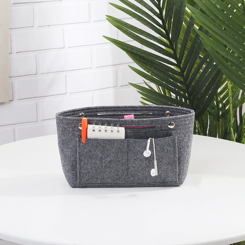 Organizator cosmetic pentru geantă – fetru plușat, unicolor, căptușeală din bumbac, respirabil și antibacterian