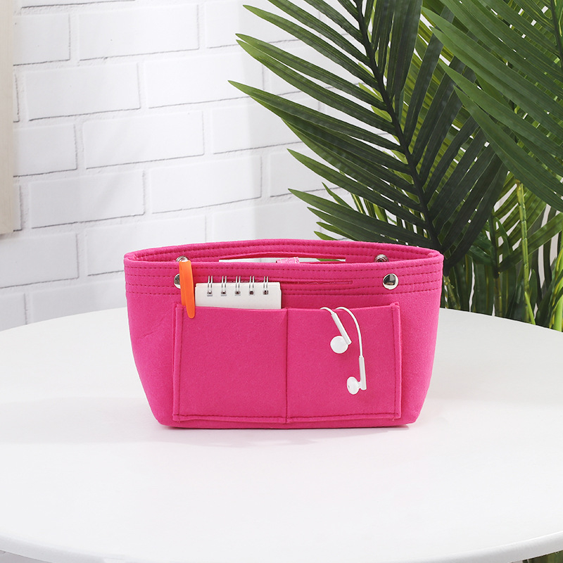 Organizator cosmetic pentru geantă – fetru plușat, unicolor, căptușeală din bumbac, respirabil și antibacterian