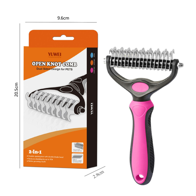 Pieptene detanglare cu dinți dubli pentru câini și pisici, loturi mici, personalizare