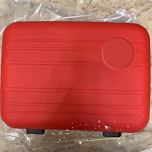 14-ιντσες ταξιδιωτική βαλίτσα με εκτύπωση λογοτύπου, μίνι νεσεσέρ καλλυντικών, φορητή πολυλειτουργική τσάντα οργάνωσης (PP υλικό, μονόδρομο τροχό, φερμουάρ, ριγέ μοτίβο, προσαρμογή branding)