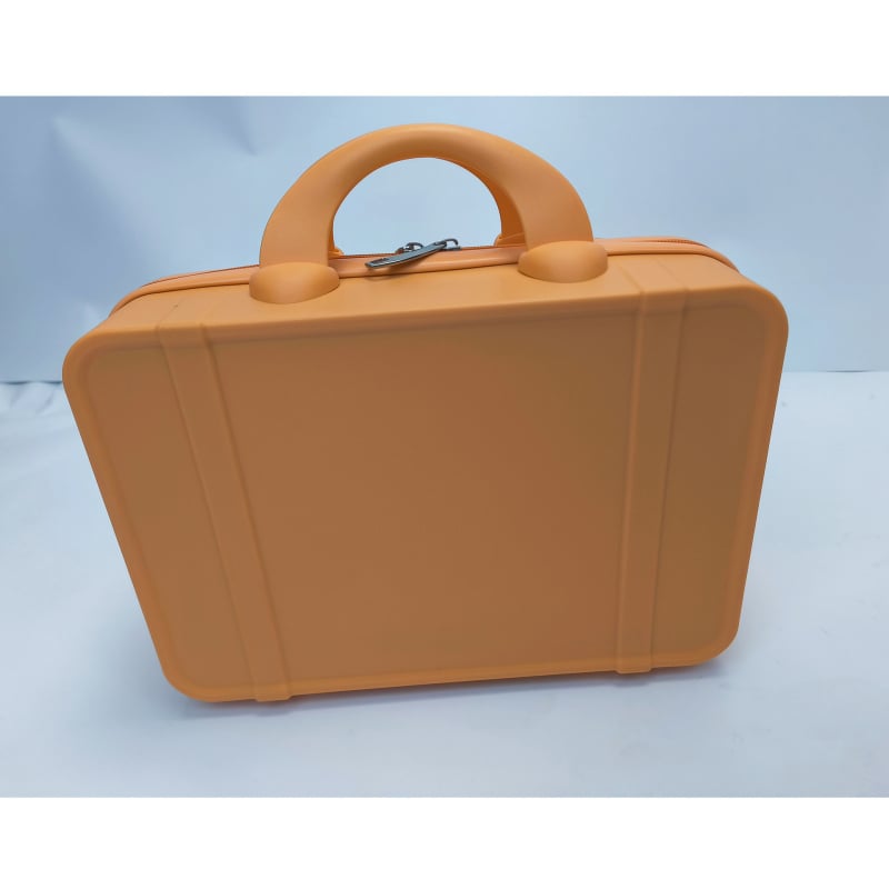 14-ιντσες ταξιδιωτική βαλίτσα με εκτύπωση λογοτύπου, μίνι νεσεσέρ καλλυντικών, φορητή πολυλειτουργική τσάντα οργάνωσης (PP υλικό, μονόδρομο τροχό, φερμουάρ, ριγέ μοτίβο, προσαρμογή branding)