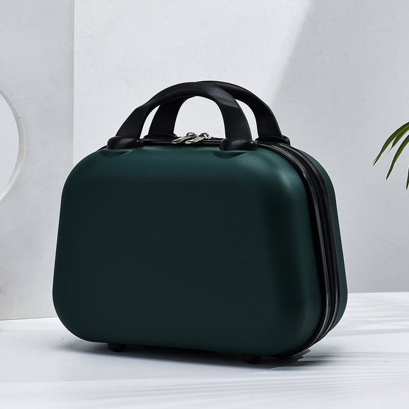 14-ιντσες ταξιδιωτική βαλίτσα με εκτύπωση λογοτύπου, μίνι νεσεσέρ καλλυντικών, φορητή πολυλειτουργική τσάντα οργάνωσης (PP υλικό, μονόδρομο τροχό, φερμουάρ, ριγέ μοτίβο, προσαρμογή branding)