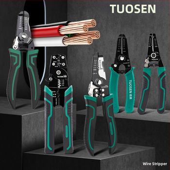 Tuosen клещи за премахване на изолацията на проводници — многофункционален инструмент за премахване на изолацията, кримпване, захващане и отваряне на кабели