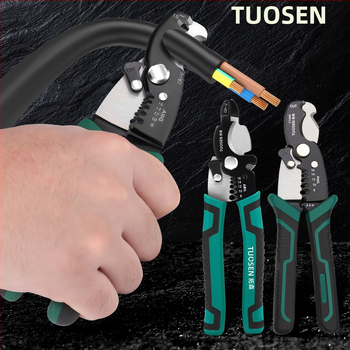 Tuosen клещи за премахване на изолацията на проводници — многофункционален инструмент за премахване на изолацията, кримпване, захващане и отваряне на кабели