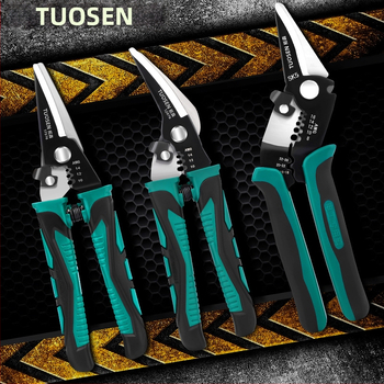 Tuosen клещи за премахване на изолацията на проводници — многофункционален инструмент за премахване на изолацията, кримпване, захващане и отваряне на кабели