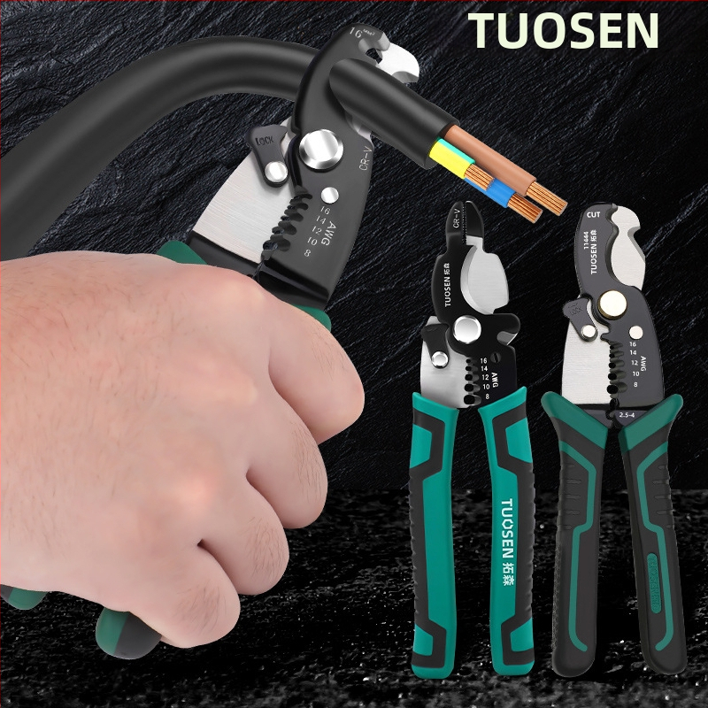 Tuosen vadu noņemšanas knaibles — daudzfunkcionāls instruments vadu noņemšanai, krimpēšanai, piespraušanai un kabelu atvēršanai