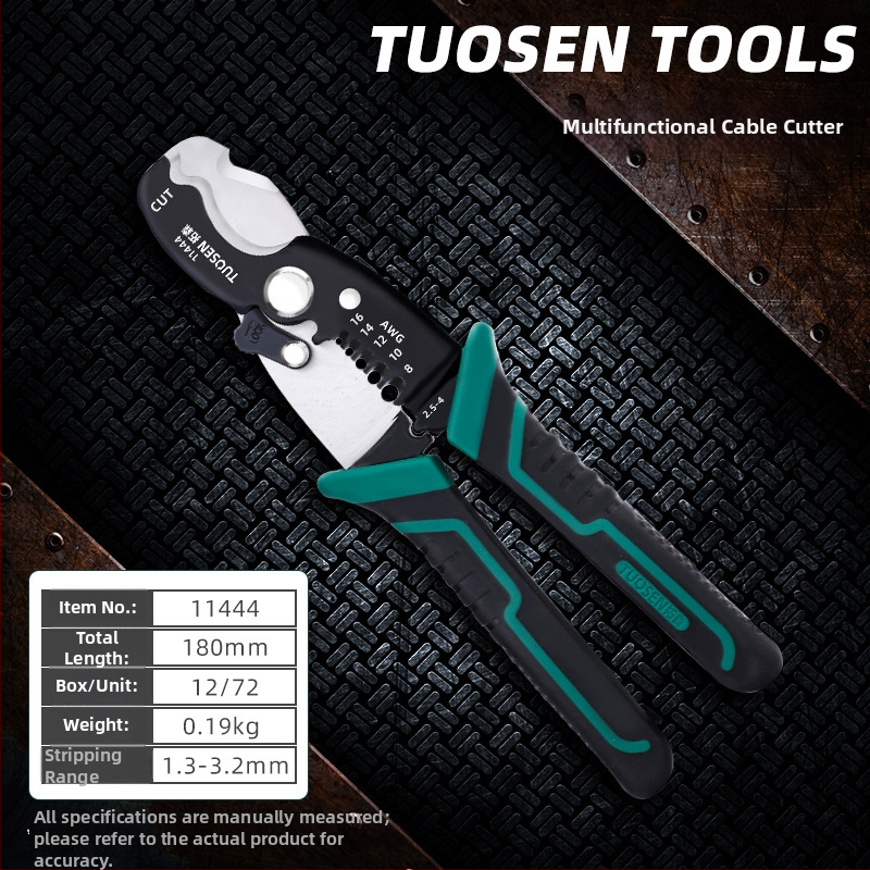 Tuosen клещи за премахване на изолацията на проводници — многофункционален инструмент за премахване на изолацията, кримпване, захващане и отваряне на кабели