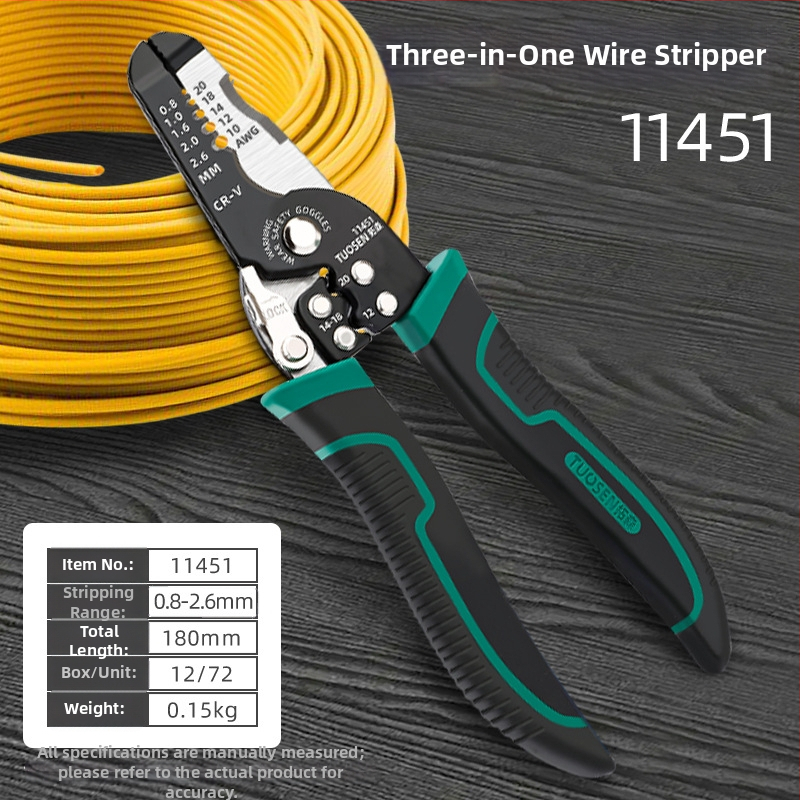 Tuosen клещи за премахване на изолацията на проводници — многофункционален инструмент за премахване на изолацията, кримпване, захващане и отваряне на кабели
