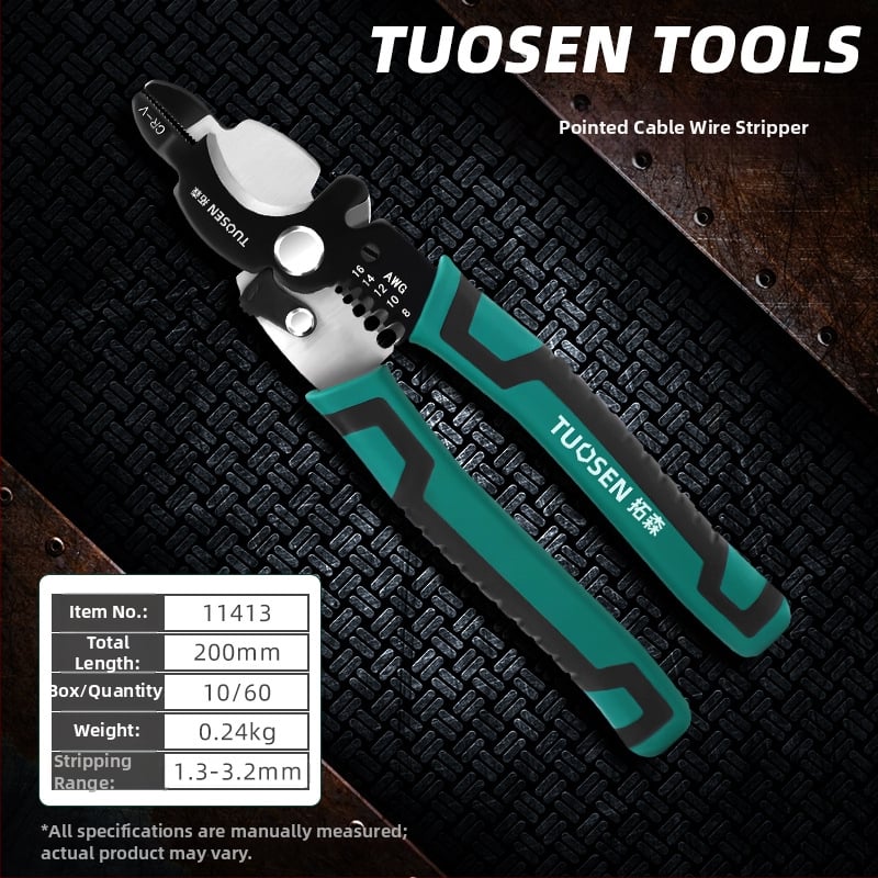 Tuosen клещи за премахване на изолацията на проводници — многофункционален инструмент за премахване на изолацията, кримпване, захващане и отваряне на кабели