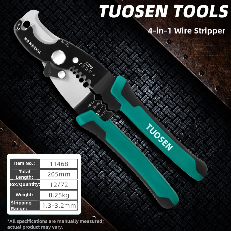 Tuosen клещи за премахване на изолацията на проводници — многофункционален инструмент за премахване на изолацията, кримпване, захващане и отваряне на кабели