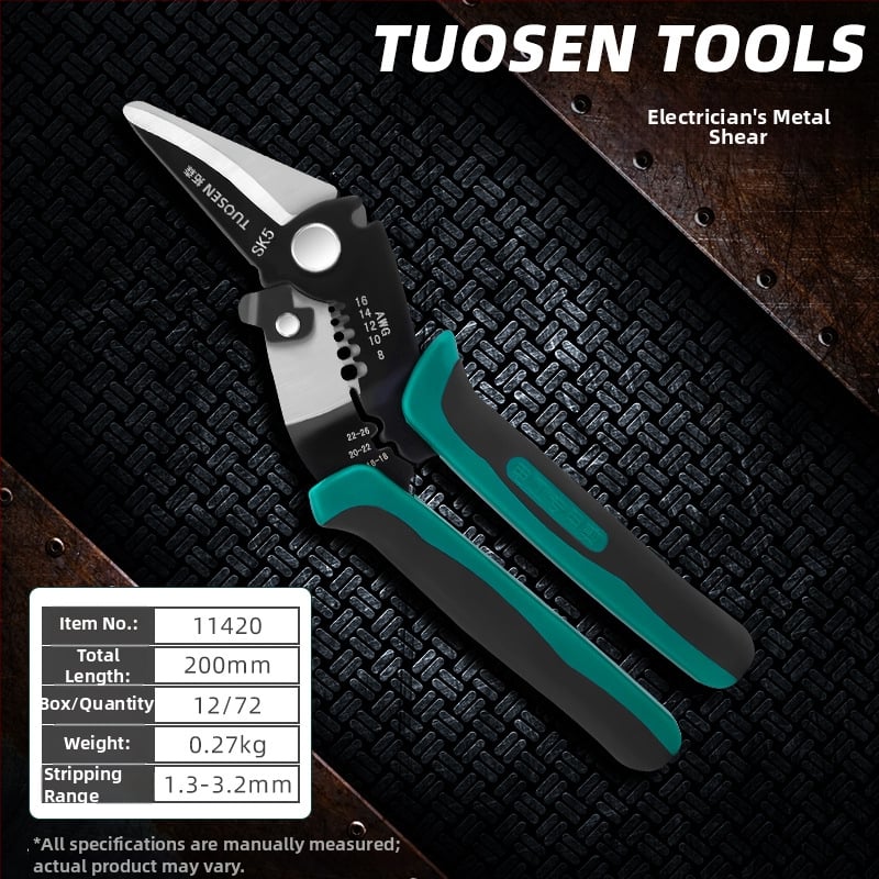 Tuosen клещи за премахване на изолацията на проводници — многофункционален инструмент за премахване на изолацията, кримпване, захващане и отваряне на кабели