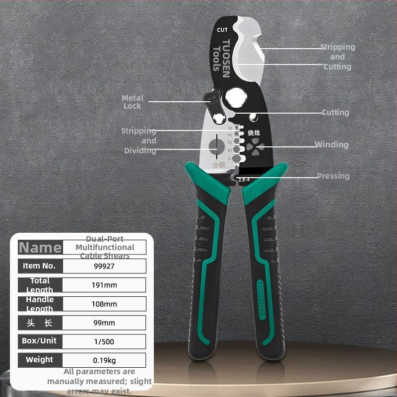 Tuosen клещи за премахване на изолацията на проводници — многофункционален инструмент за премахване на изолацията, кримпване, захващане и отваряне на кабели