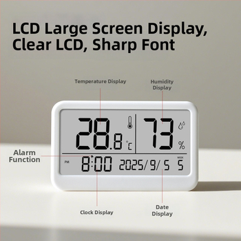 Вътрешен цифров измервател на температура и влажност — ултра тънък мини термометър с магнитен будилник (1,5V батерия)