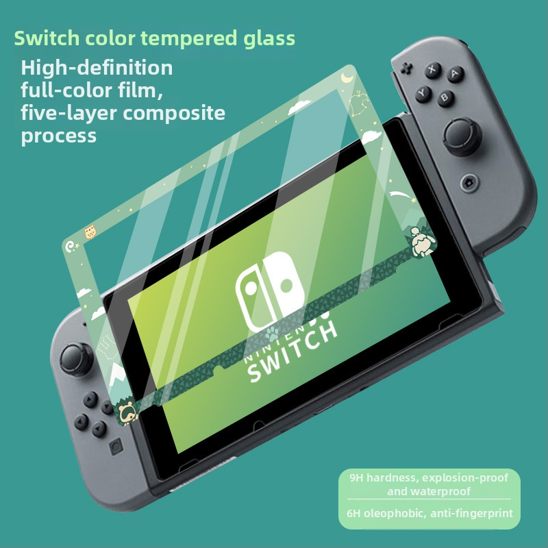 Protecție ecran Switch – folie tempered, 9H nanofilm, 0,5 mm, 96% transparență, model Zelda, pentru Nintendo Switch și Switch Endurance Edition