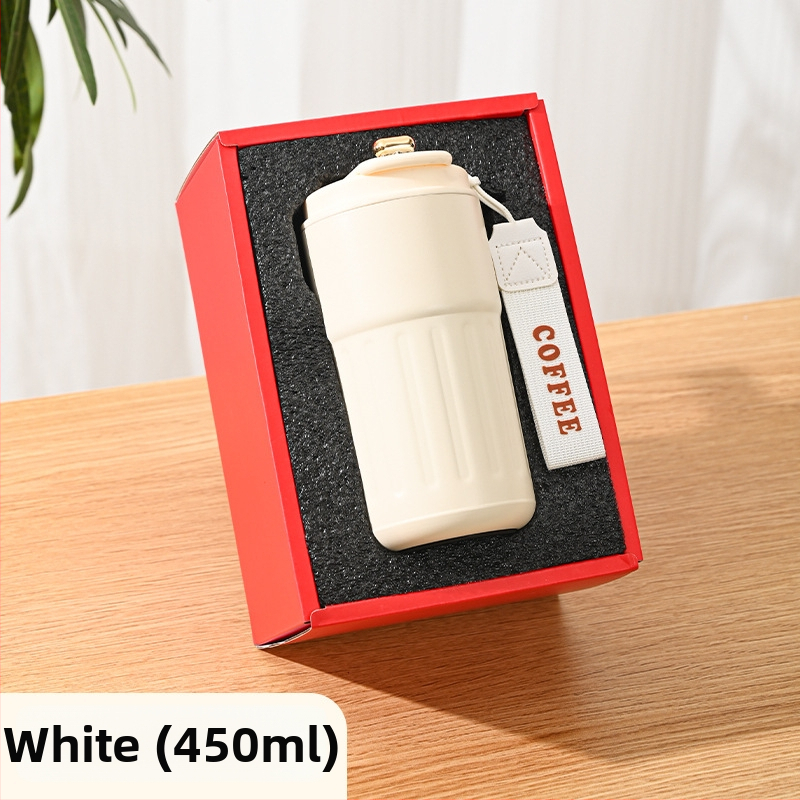 Üzleti ajándék termosz bögre egyedi logóval – 316 rozsdamentes acél, vákuum szigetelés 0–6 óra, nyomtatható logó, hordozó zsinórral, díszdobozos csomagolás