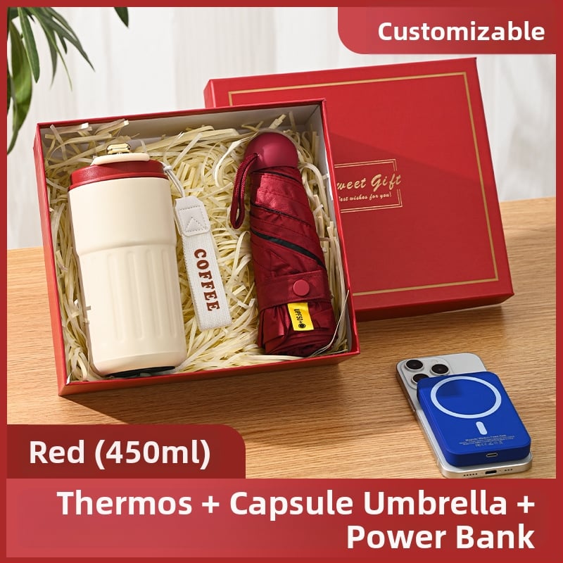 Üzleti ajándék termosz bögre egyedi logóval – 316 rozsdamentes acél, vákuum szigetelés 0–6 óra, nyomtatható logó, hordozó zsinórral, díszdobozos csomagolás