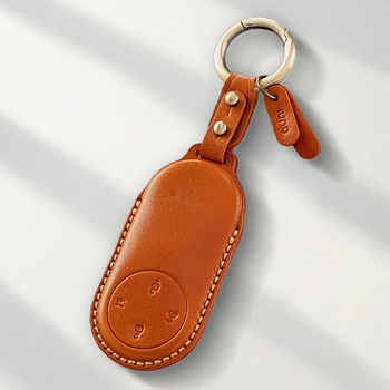 Калъф за ключ Wenjie за M9/M8/M7, обновено издание, кожено покритие от говежда кожа