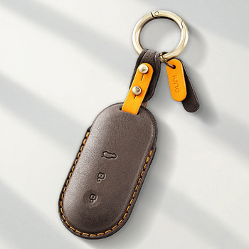 Калъф за ключ Wenjie за M9/M8/M7, обновено издание, кожено покритие от говежда кожа