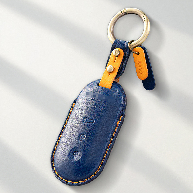 Калъф за ключ Wenjie за M9/M8/M7, обновено издание, кожено покритие от говежда кожа