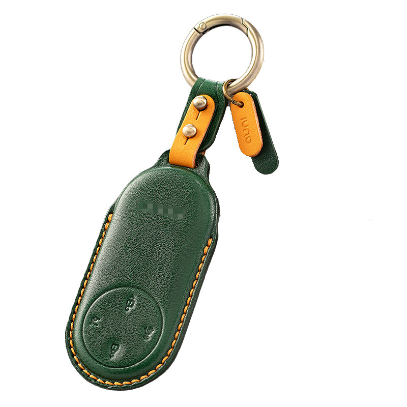 Калъф за ключ Wenjie за M9/M8/M7, обновено издание, кожено покритие от говежда кожа