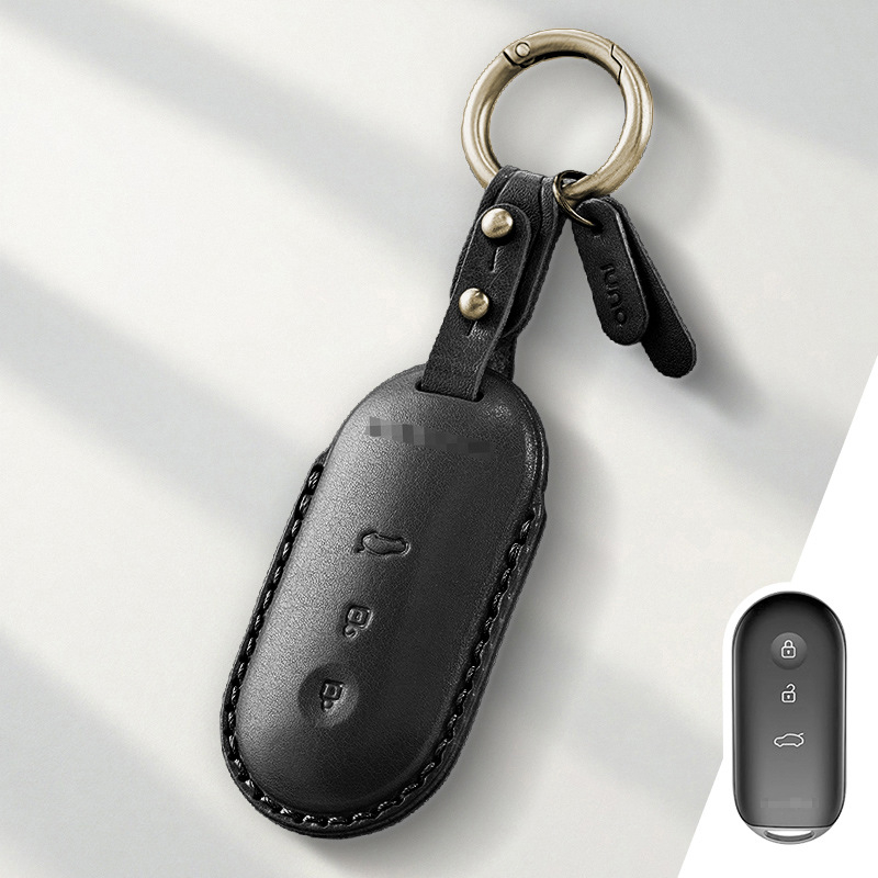 Калъф за ключ Wenjie за M9/M8/M7, обновено издание, кожено покритие от говежда кожа