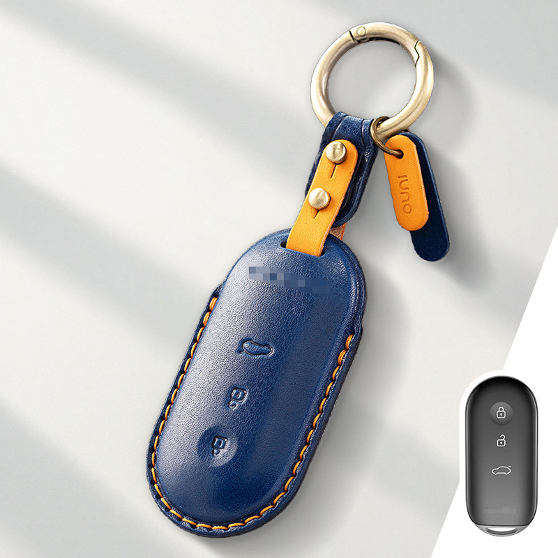 Калъф за ключ Wenjie за M9/M8/M7, обновено издание, кожено покритие от говежда кожа