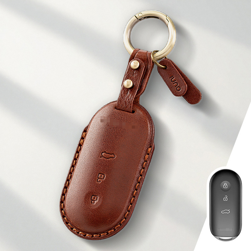 Калъф за ключ Wenjie за M9/M8/M7, обновено издание, кожено покритие от говежда кожа