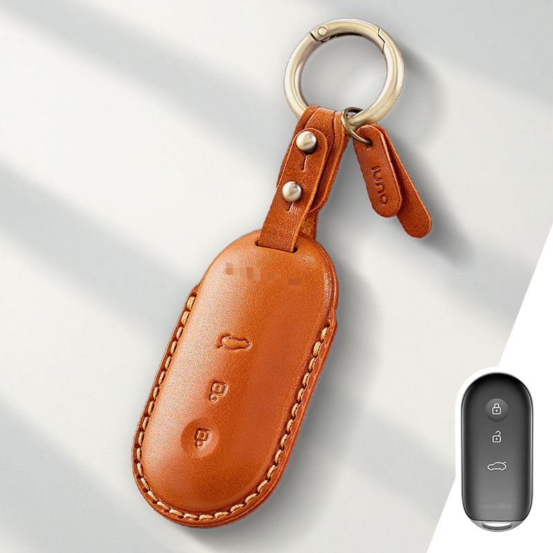 Калъф за ключ Wenjie за M9/M8/M7, обновено издание, кожено покритие от говежда кожа