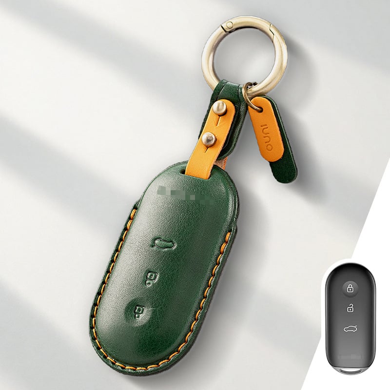 Калъф за ключ Wenjie за M9/M8/M7, обновено издание, кожено покритие от говежда кожа