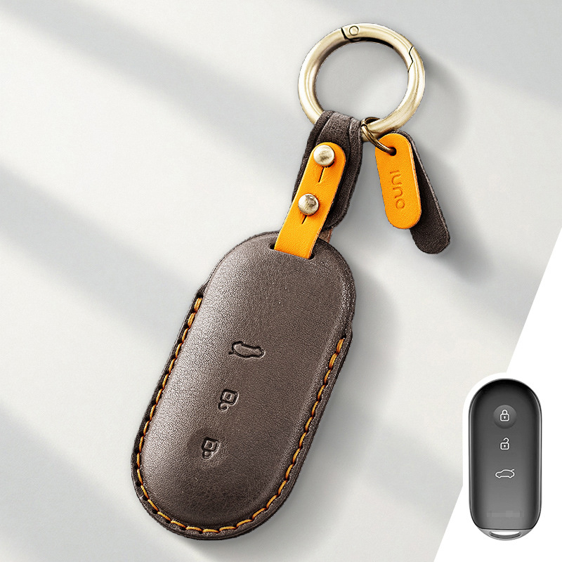 Калъф за ключ Wenjie за M9/M8/M7, обновено издание, кожено покритие от говежда кожа