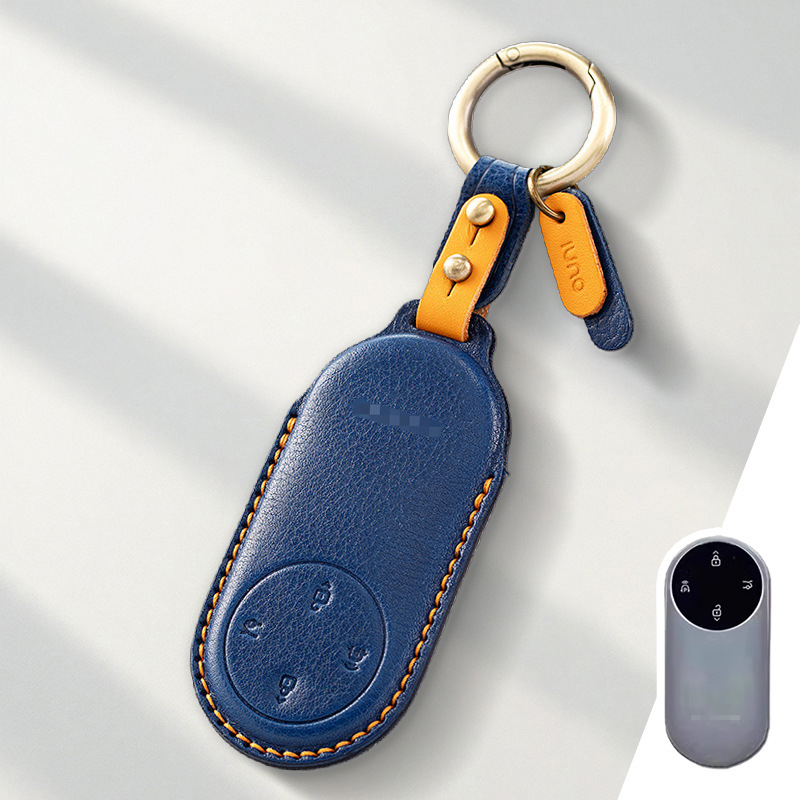 Калъф за ключ Wenjie за M9/M8/M7, обновено издание, кожено покритие от говежда кожа