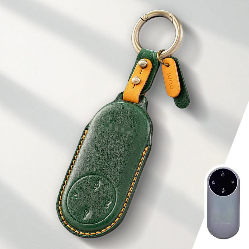 Калъф за ключ Wenjie за M9/M8/M7, обновено издание, кожено покритие от говежда кожа