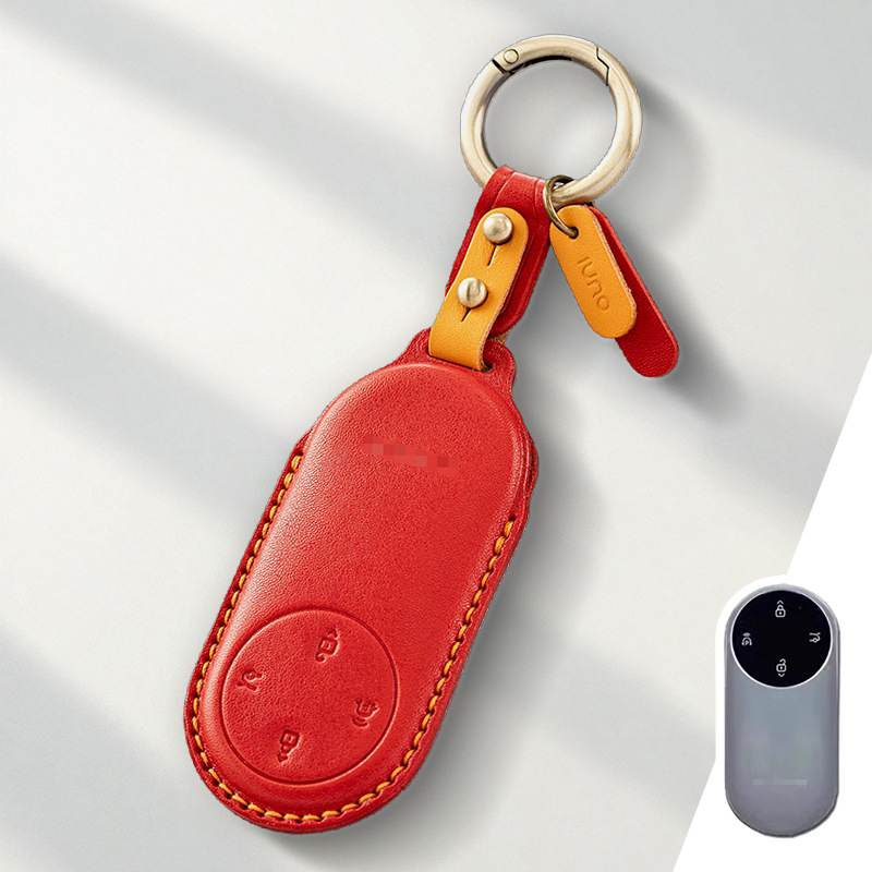 Калъф за ключ Wenjie за M9/M8/M7, обновено издание, кожено покритие от говежда кожа