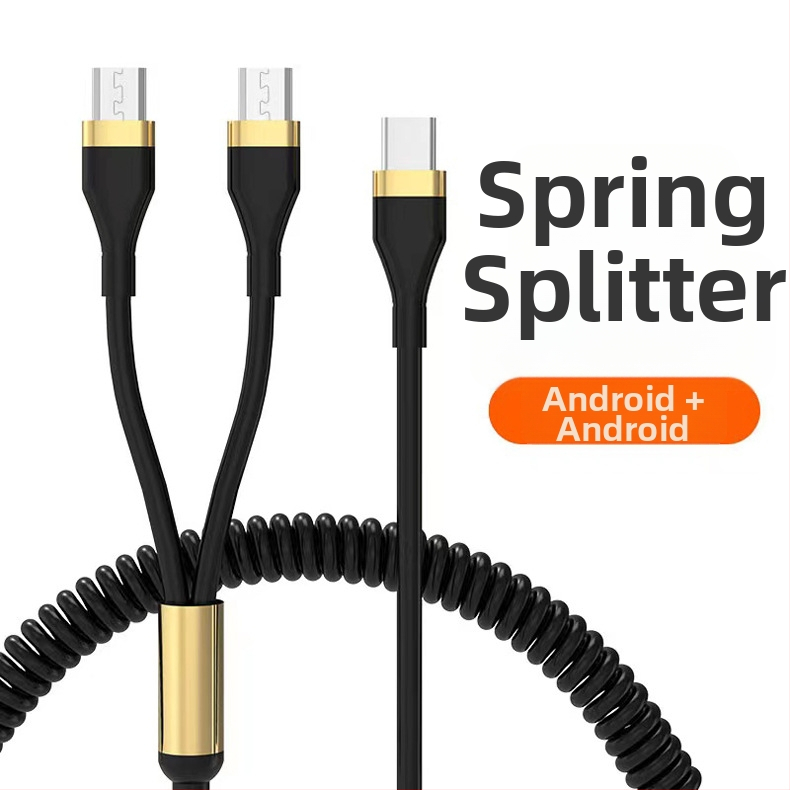 WAITU αυτοκινητικό καλώδιο δεδομένων 3-σε-1 με Lightning, Micro USB και Type-C, τηλεσκοπικός σχεδιασμός, διπλή έξοδος, κατασκευασμένο από TPE