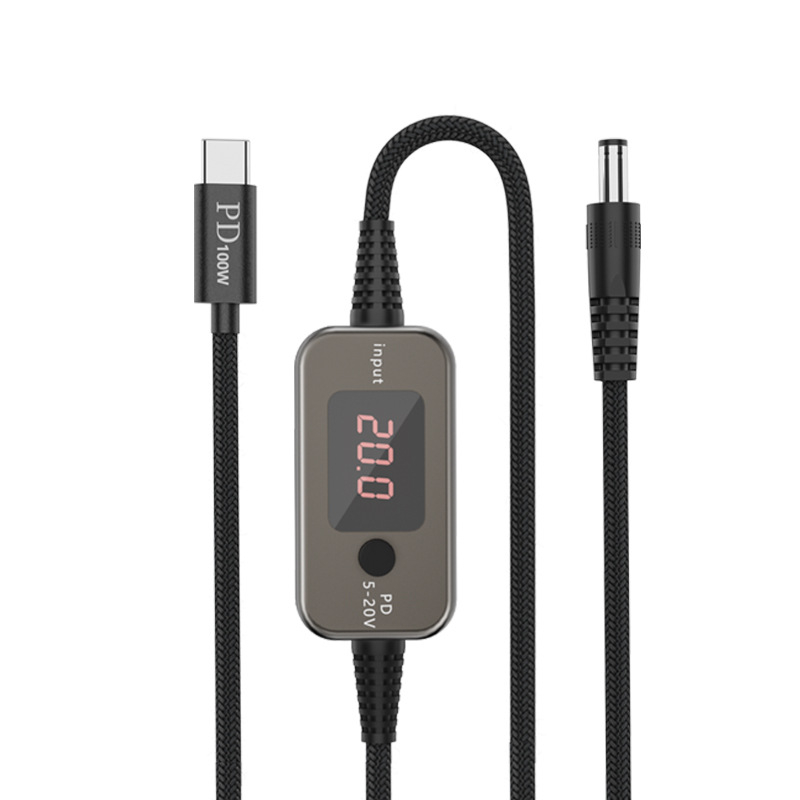 PD állítható Type-C férfi–DC tápkábel, 5-12-20V, 1,2 m, optikai modemhez, routerhez és laptophoz