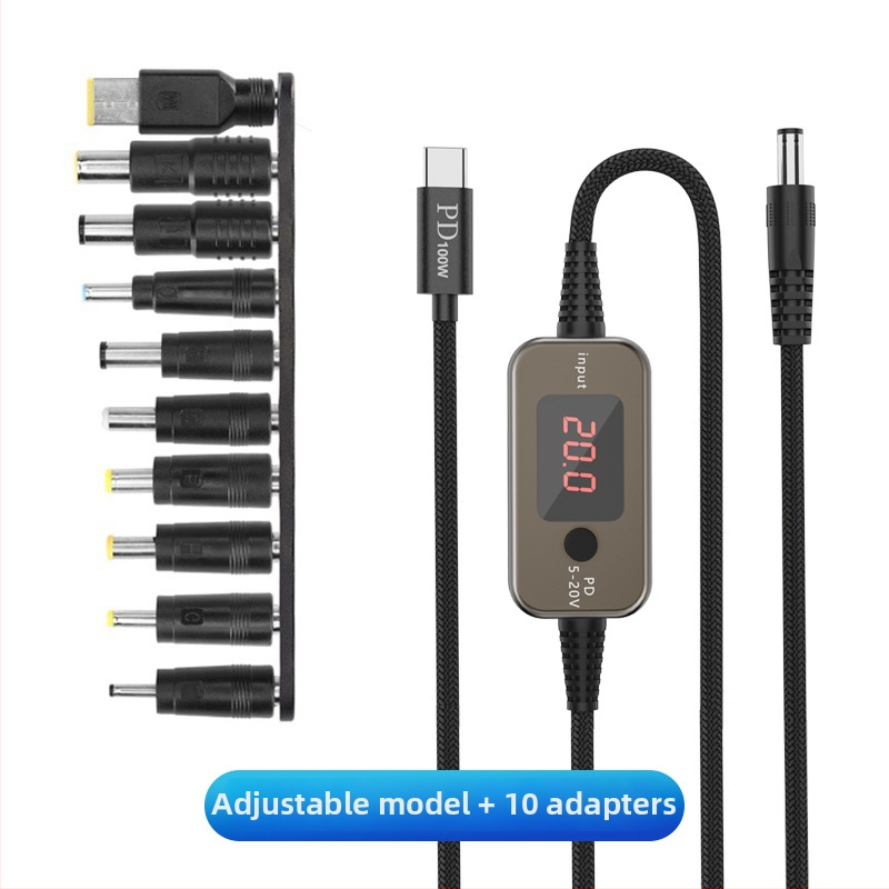 PD állítható Type-C férfi–DC tápkábel, 5-12-20V, 1,2 m, optikai modemhez, routerhez és laptophoz