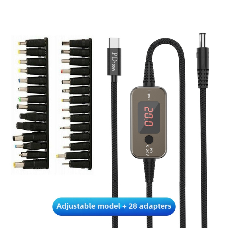 PD állítható Type-C férfi–DC tápkábel, 5-12-20V, 1,2 m, optikai modemhez, routerhez és laptophoz