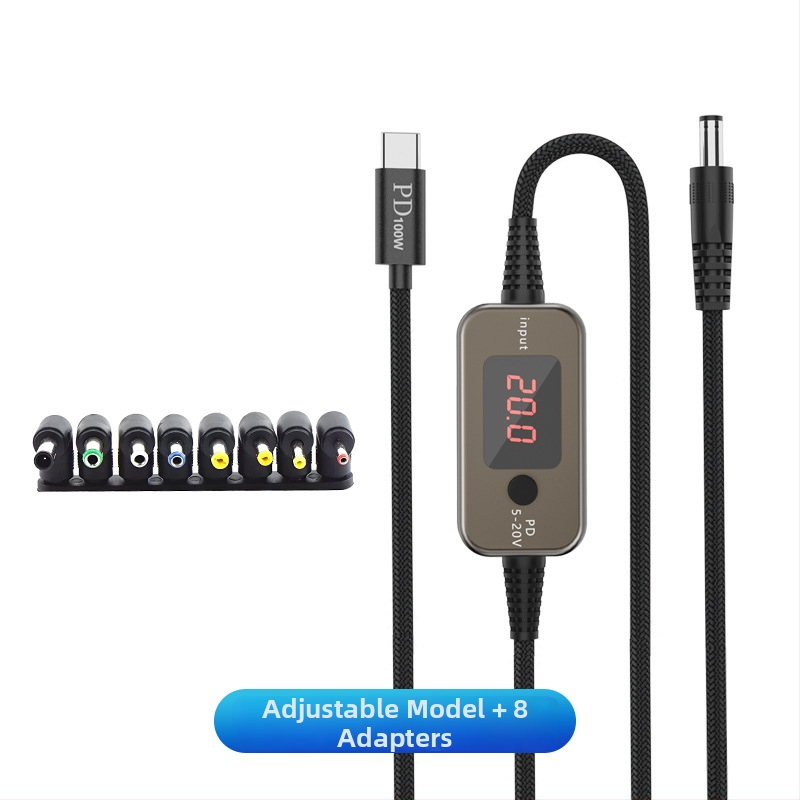 PD állítható Type-C férfi–DC tápkábel, 5-12-20V, 1,2 m, optikai modemhez, routerhez és laptophoz