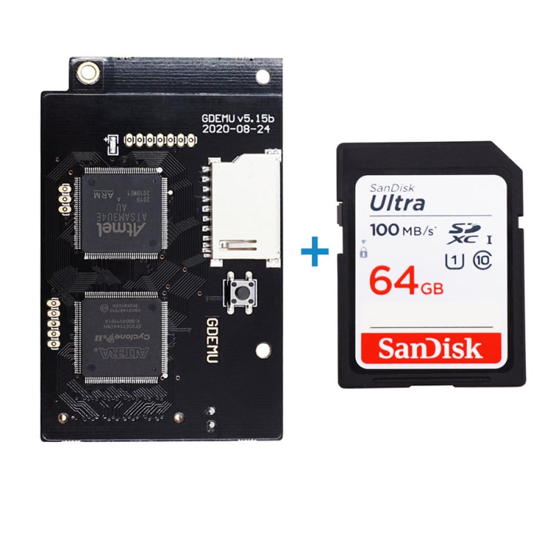 Dreamcast GDEMU V5.15B optikai meghajtó panel kártyaolvasóval és SD-kártya bővítő tartóval